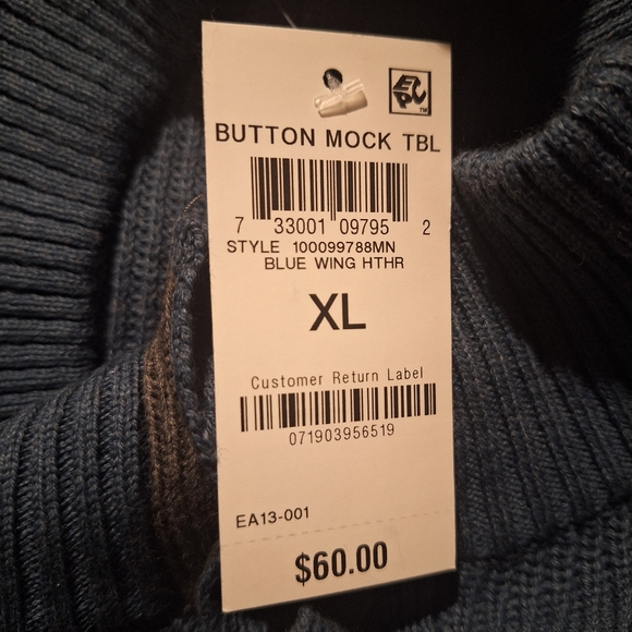 Club Room Men's Ribbed Four-Button Sweater, Blue Wing Hthr, Size XL NWT - Picture 12 of 16